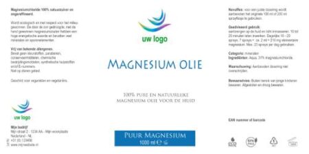 Magnesiumolie 1000 ml Standaard Basis etiket private label magnesium