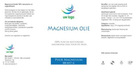 Magnesiumolie 500 ml Basis etiket private label magnesium