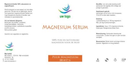 Magnesium Serum 500 ml Standaard Basis etiket private label magnesium